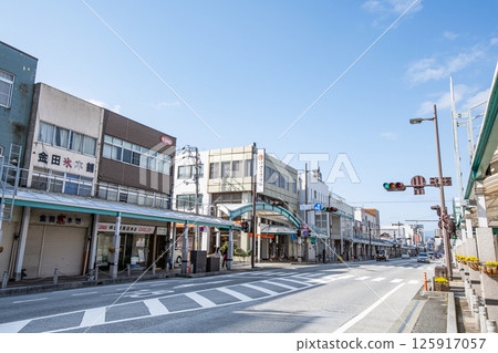A rural shopping street with few people (image) A rural shopping street with few people (image) 125917057