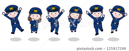 Various character sets _ excited _ police officers 125917299