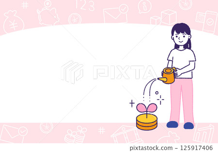 Money-growing female frame, whole body 125917406