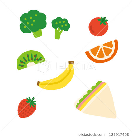 Sandwich lunch box illustration icon set cute handwritten Sandwich lunch box illustration icon set cute handwritten 125917408