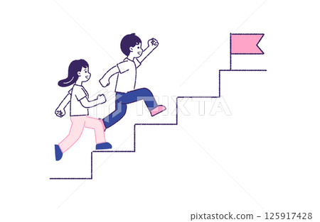 Men and women stepping up (growing, progressing, progressing) 125917428