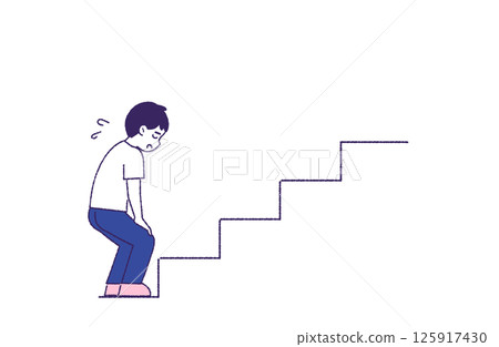 一個站著不動的男人（擔心、停滯、沮喪） 125917430