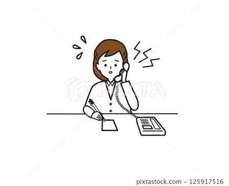 A woman handling a complaint over the phone A woman handling a complaint over the phone 125917516