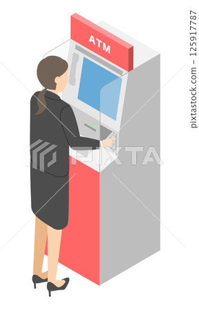 一名女職員在操作 ATM 125917787