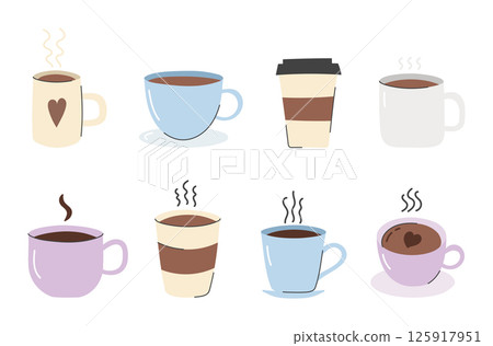 Hand Drawn Cups 125917951