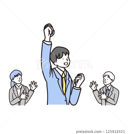 A simple illustration of a smiling high school boy 125918321