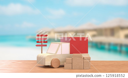 The Cardboard box and van truck for transporting concept 3d rendering. The Cardboard box and van truck for transporting concept 3d rendering. 125918552