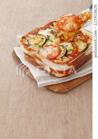 Eggplant and tomato lasagna Eggplant and tomato lasagna 125918626