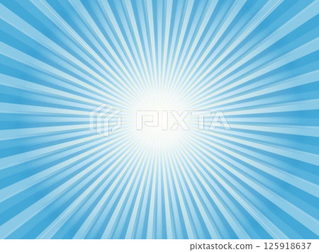 Brightly shining sun rays image concentrated line background_light blue 125918637