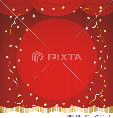 Golden confetti and stage curtains Golden confetti and stage curtains 125918983