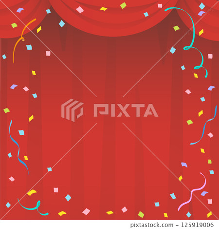 Colorful confetti and stage curtains 125919006