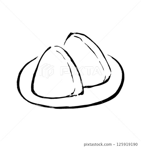 Brush-drawn illustration of onigiri Brush-drawn illustration of onigiri 125919190