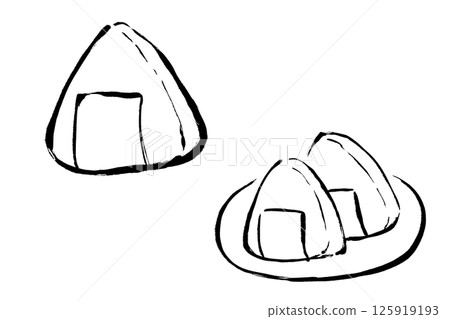 Brush-touched rice ball illustration set Brush-touched rice ball illustration set 125919193