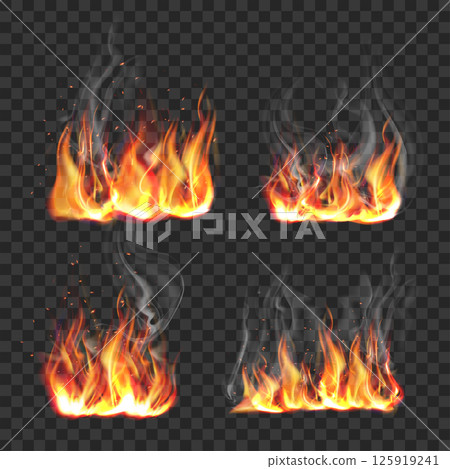 Fire Flames with Smoke and Sparks Effect Vector Fire Flames with Smoke and Sparks Effect Vector 125919241