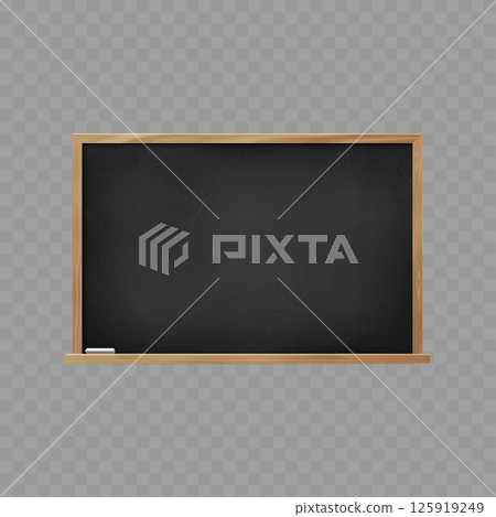 Classic Wooden Framed Blackboard with Chalk Vector 125919249