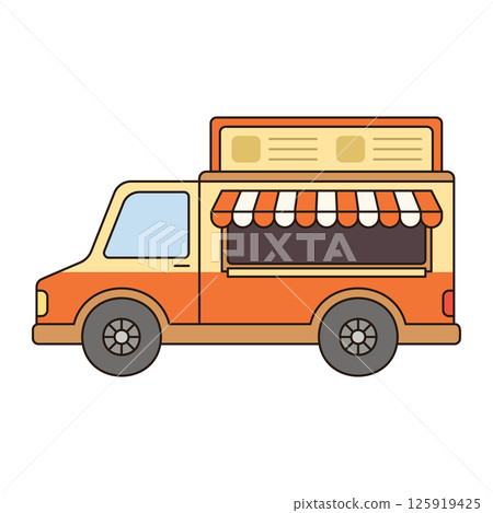 FOOD TRUCK vehicle icon doodle cute line illustration single symbol simple minimal clean flat transportation city doodle FOOD TRUCK vehicle icon doodle cute line illustration single symbol simple minimal clean flat transportation city doodle 125919425