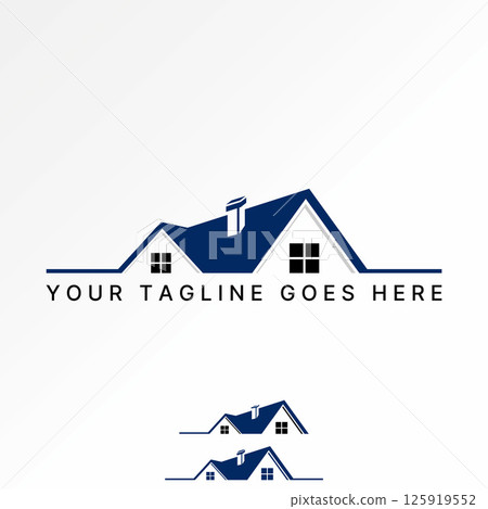 Logo design graphic concept creative premium vector stock image top sell 2 simple roof house with chimney and window exterior building property home 125919552
