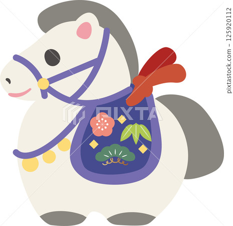 New Year 2026 New Year's card 2026 Clay bell Zodiac Horse Year of the Horse Cute Decoration New Year Illustration material 125920112