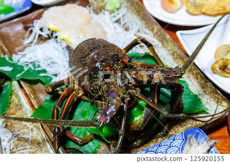 A delicious dinner at a guesthouse in Minamiizu, featuring the local specialty spiny lobster. Hirizo Hama Nakagi Minamiizu Town Izu Peninsula Shizuoka Prefecture 2024 A delicious dinner at a guesthouse in Minamiizu, featuring the local specialty spiny lobster. Hirizo Hama Nakagi Minamiizu Town Izu Peninsula Shizuoka Prefecture 2024 125920155