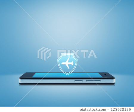 Business travel insurance and safety online concept 125920159