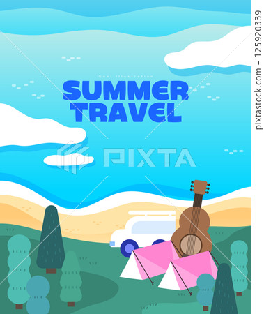 Various summer travel background illustration Various summer travel background illustration 125920339