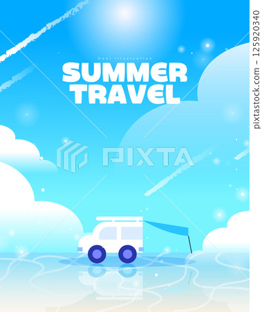 Various summer travel background illustration 125920340