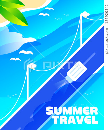 Various summer travel background illustration 125920342