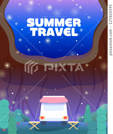 Various summer travel background illustration 125920345