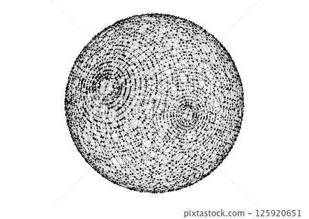 Technology abstract shape. Dots connected by lines. Minimalist mesh sphere. Abstract polygonal shape. 125920651