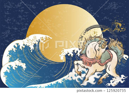 New Year's card 2026 New Year's 2026 Horse Year of the Horse Horse Sumi-e Ink painting Watercolor Japanese painting Banner Illustration material 125920735