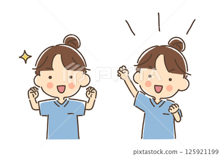 A set of motivated women in scrubs (fist pump, A-I-O) A set of motivated women in scrubs (fist pump, A-I-O) 125921199
