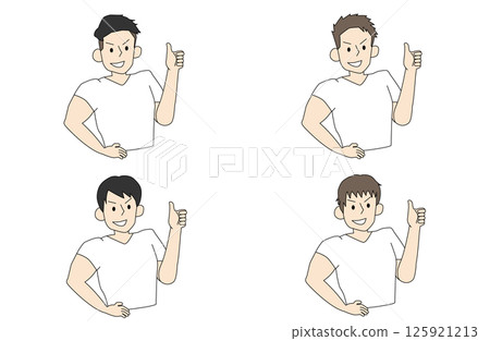 Illustration set of four handsome macho men making GOOD poses 125921213