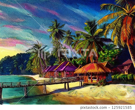 熱帶海灘度假村插圖 125921585