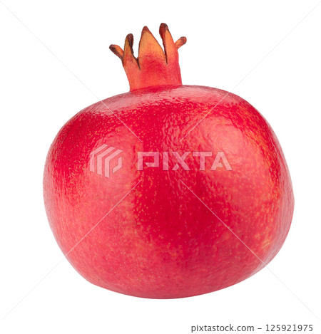 Ripe pomegranate fruit isolated on white background 125921975