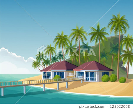 熱帶海灘度假村插圖 熱帶海灘度假村插圖 125922068