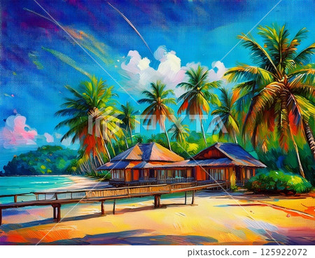 Tropical beach resort illustration 125922072
