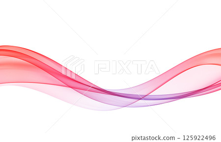 Wave in red, pink and purple colors with smooth transparent curves on a white background, an elegant flowing shape for modern design. Abstract wave background. 125922496