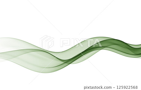 Green Wave. An abstract, fluid, transparent design element in the form of a wave. The wave moves in a curved smoky flow. 125922568