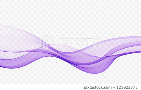 Lilac Wave. An abstract, smooth, transparent, wave design element. The lilac-colored wave moves in a curved, smoky stream. 125922575