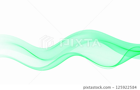 Mint colored wave. Abstract, smooth, transparent, wave design element. The mint neon-colored wave moves in a curved smoky stream. 125922584