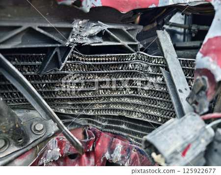 Abandoned cars after accidents in a dense overgrown setting Abandoned cars after accidents in a dense overgrown setting 125922677