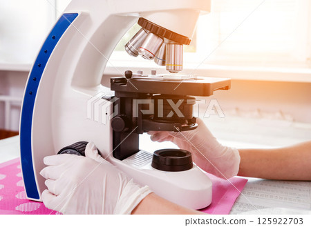 Laboratory assistant conducts a blood test. Medical modern Laboratory assistant conducts a blood test. Medical modern 125922703