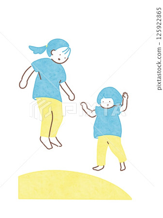 Two children jumping 125922865