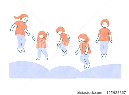 A simple illustration of children jumping happily 125922867