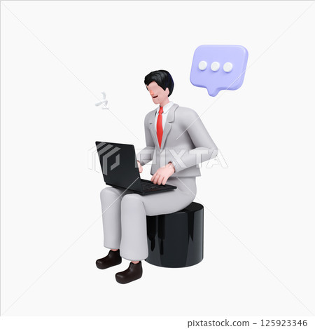 Business communication and productivity with remote working context. 3D render illustration 125923346