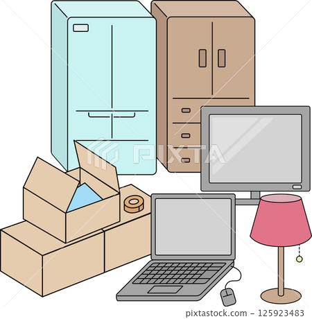 Moving, Unwanted Items, Sorting Belongings, Illustration Cut 125923483