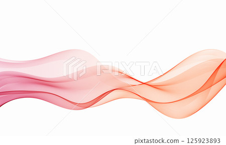 Red and orange abstract flowing vector wave on white background 125923893