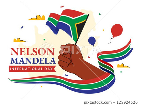 Happy Nelson Mandela International Day Vector Illustration on 18 July, Featuring the South Africa Flag and Ribbon in a Flat Style Cartoon Background Happy Nelson Mandela International Day Vector Illustration on 18 July, Featuring the South Africa Flag and Ribbon in a Flat Style Cartoon Background 125924526