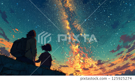 Two people looking at the starry sky 125925274