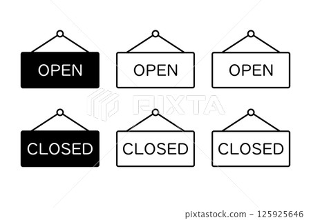 Icon set with opening and closing announcements 125925646